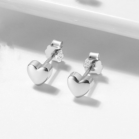 Pameer Store Piercing 925 Sterling Silver Heart Stud Earrings - Image 4