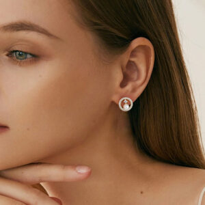 Pameer Store 925 Silver Solitaire White Button Cultured Pearl Gold Plated Stud Earrings