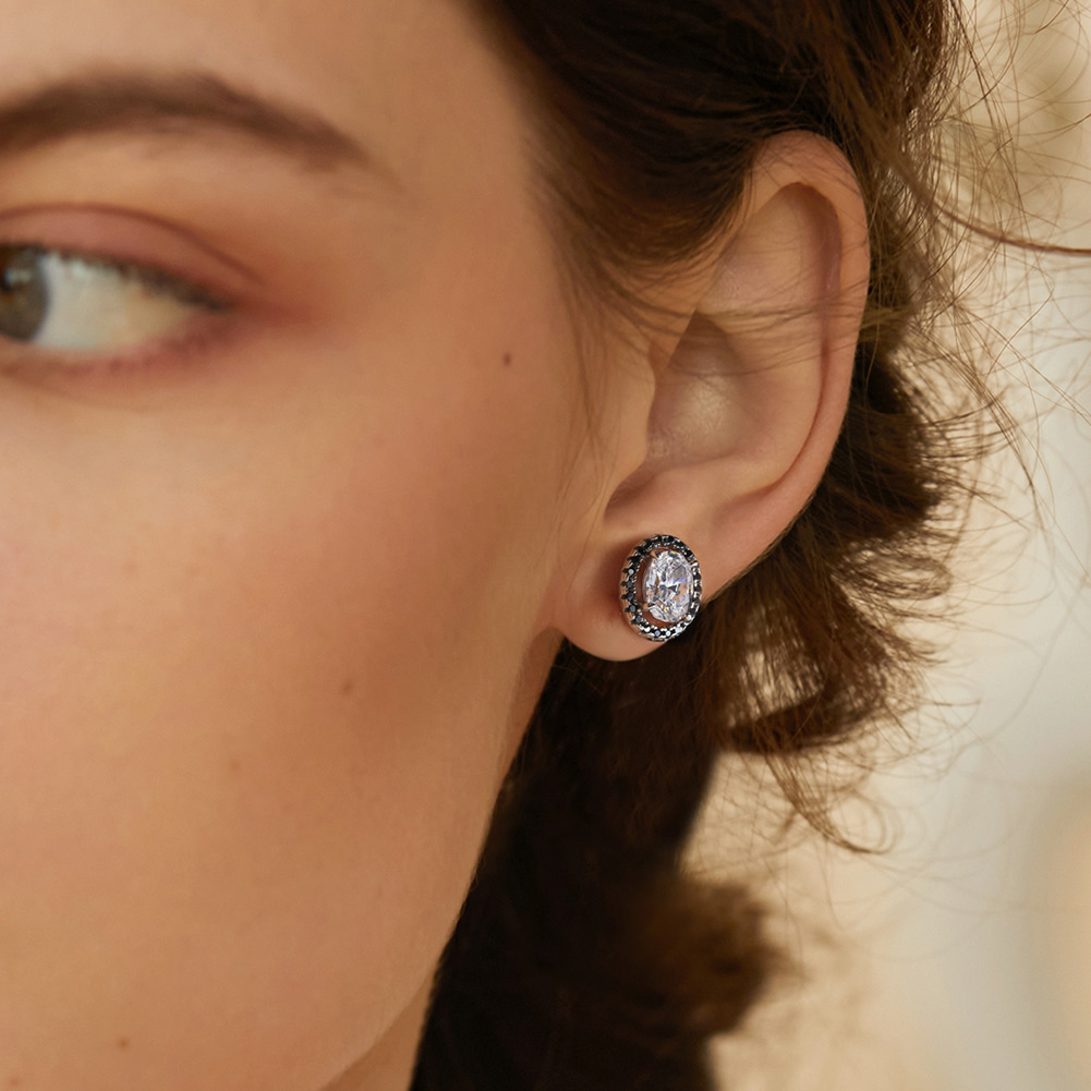 Pameer Store 925 Sterling Silver Classic Black Spinel 8A Zirconia Earrings - Image 3