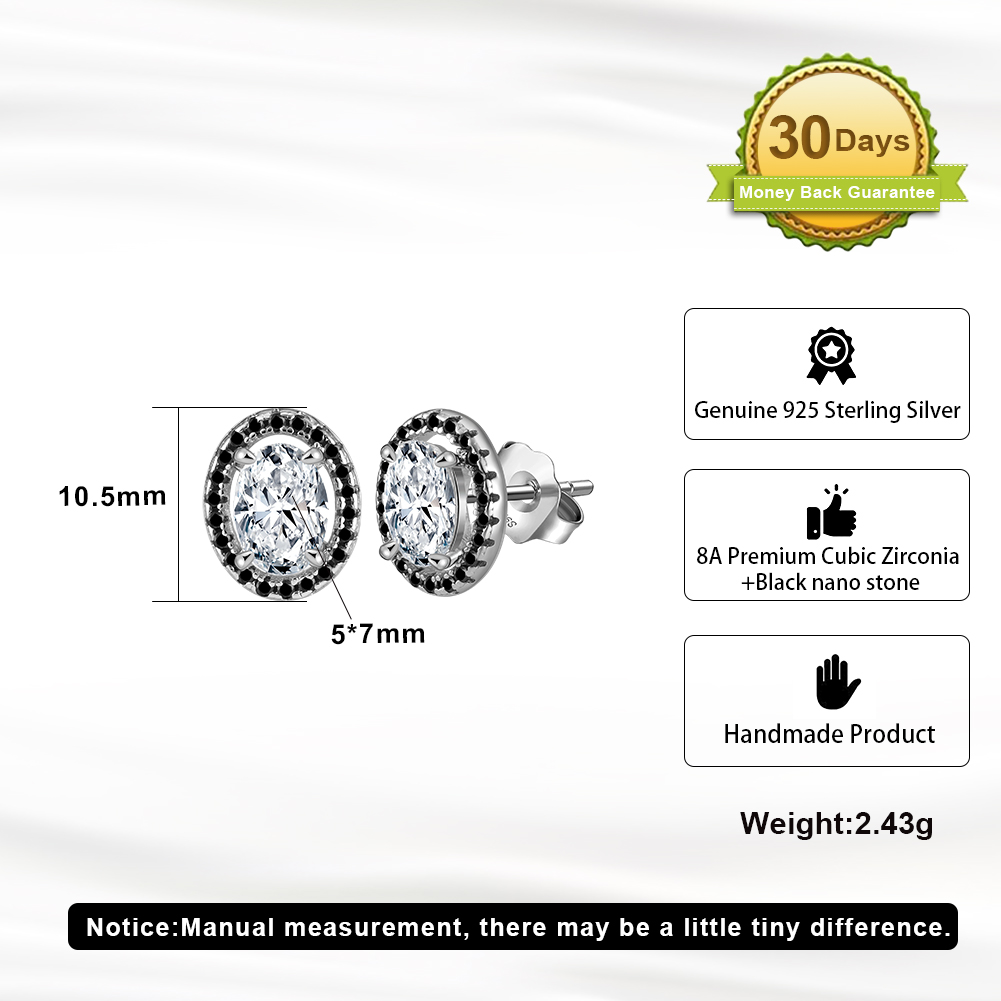 Pameer Store 925 Sterling Silver Classic Black Spinel 8A Zirconia Earrings - Image 5