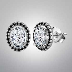 Pameer Store 925 Sterling Silver Classic Black Spinel 8A Zirconia Earrings
