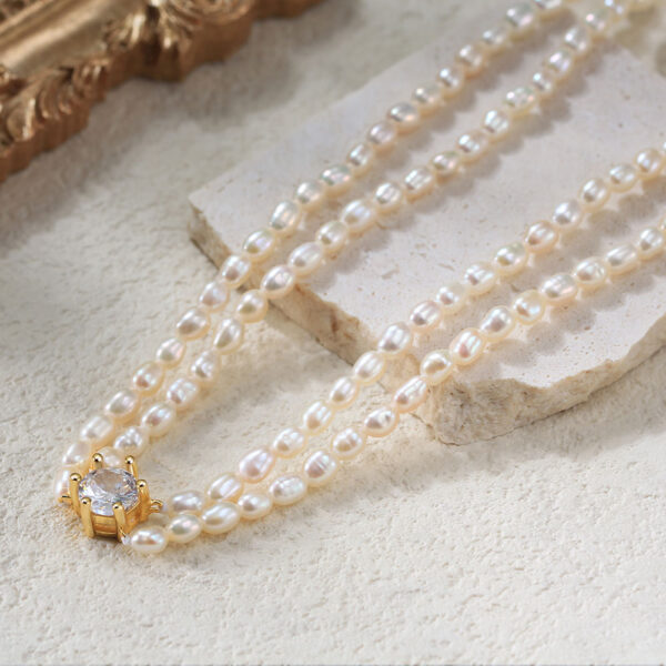 Pameer Store Vintage Twisted Irregular Baroque Cultured Freshwater Pearl Beaded Choker Necklace - Image 3