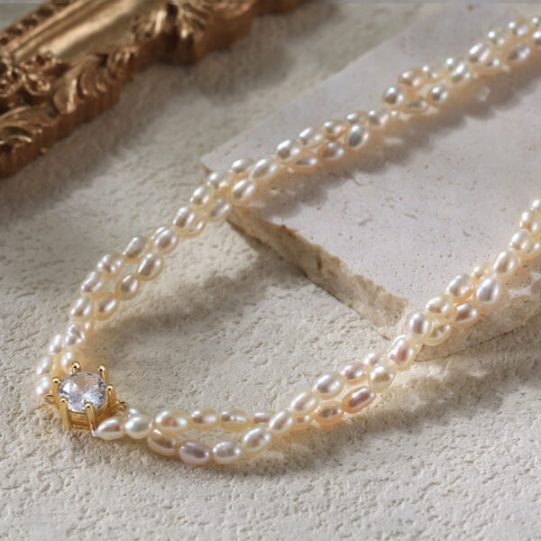Pameer Store Vintage Twisted Irregular Baroque Cultured Freshwater Pearl Beaded Choker Necklace - Image 6
