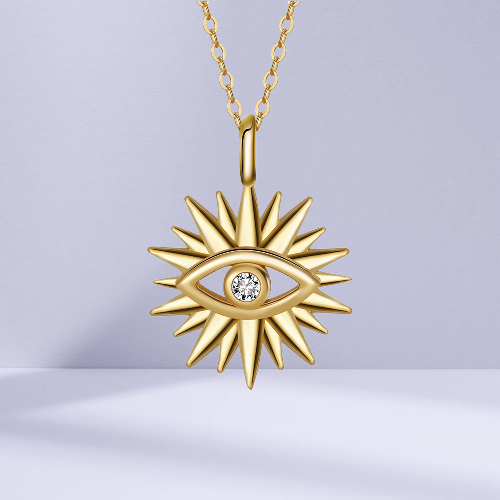 Pameer Store 925 Sterling Gold Plated Vintage Lucky Turkish Evil Eye Pendant Necklaces - Image 4