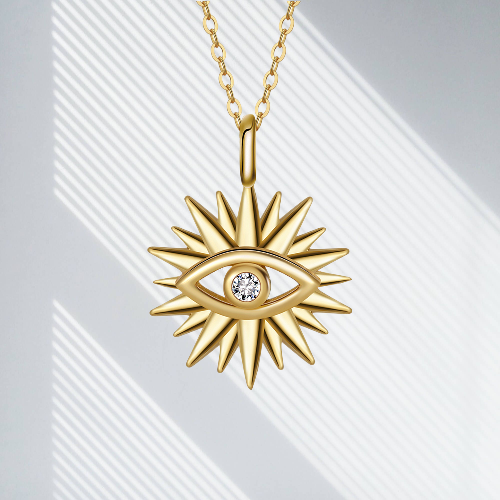 Pameer Store 925 Sterling Gold Plated Vintage Lucky Turkish Evil Eye Pendant Necklaces - Image 3