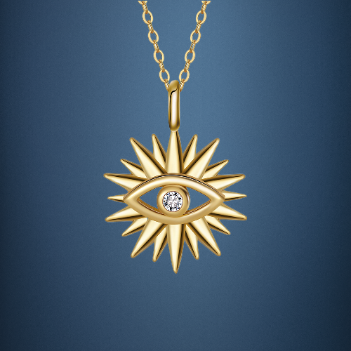 Pameer Store 925 Sterling Gold Plated Vintage Lucky Turkish Evil Eye Pendant Necklaces - Image 2