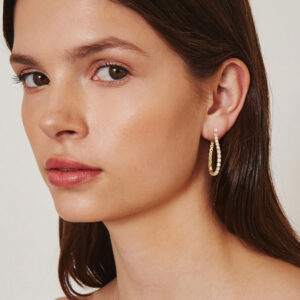 Pameer Store Casual White Crystal Detail Shape Glitzy Sparkly 925 Silver Gold Plated Clip on Earrings