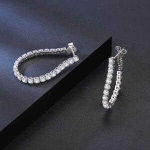 Pameer Store Casual White Crystal Detail Shape Glitzy Sparkly 925 Silver Clip on Earrings