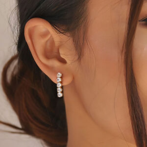 Pameer Store 14K Gold Plated 3mm Round Cut CZ Tennis Chain 925 Sterling Silver Earring