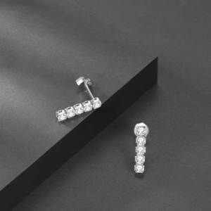 Pameer Store 3mm Round Cut CZ Tennis Chain 925 Sterling Silver Earring