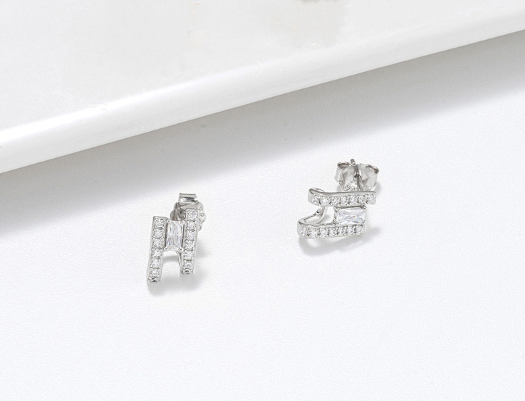 Pameer Store Simple Minimalist Design 925 Sterling Silver Stud Earrings