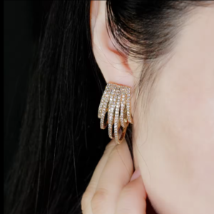 Pameer Store Micro Pave CZ Gold Plated Geometric Half Round Circle Hoop Earrings