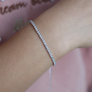 Pameer Store 2mm Cubic Zircon CZ 925 Sterling Silver Tennis Bracelet