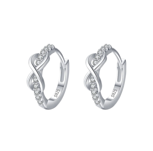 Pameer Store Fashion Minimalist Design 925 Sterling Silver White 5A Cubic Zircon CZ Infinity Symbol Forever Eternity Earring - Image 2