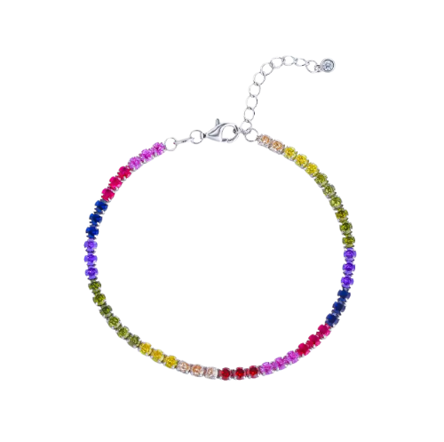 Pameer Store Mixcolor 3mm Cubic Zirconia 925 Sterling Silver Tennis Bracelet - Image 2