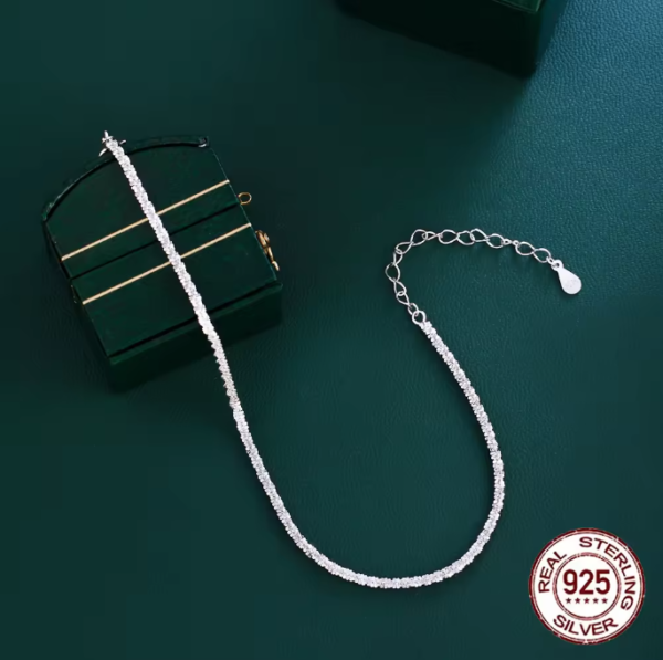 Pameer Store Sparkling 925 Sterling Silver 2mm Tennis Stackable Chain Bracelets - Image 6