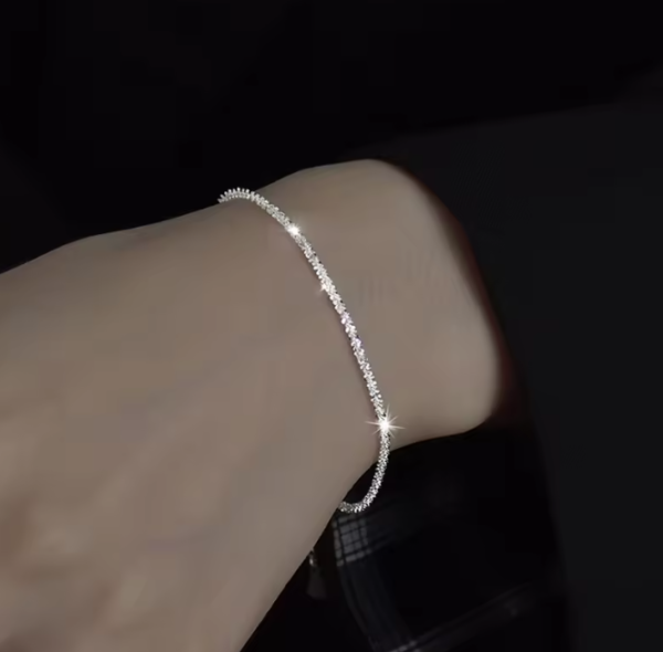 Pameer Store Sparkling 925 Sterling Silver 2mm Tennis Stackable Chain Bracelets