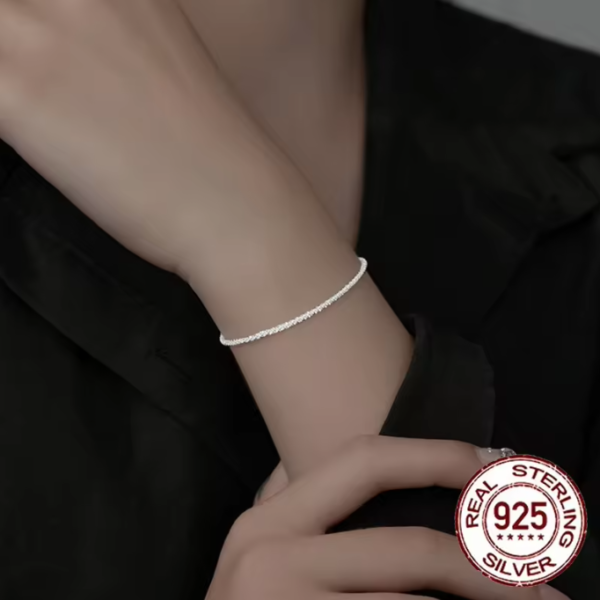 Pameer Store Sparkling 925 Sterling Silver 2mm Tennis Stackable Chain Bracelets - Image 4