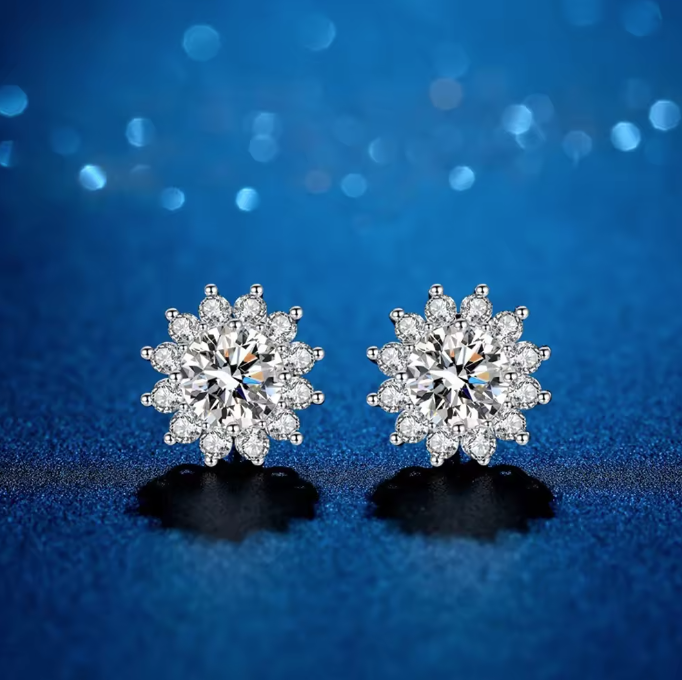Pameer Store Dazzling Diamond Like Sunflower S925 Sterling Silver 8mm Cubic Zirconia Stud Earrings - Image 3