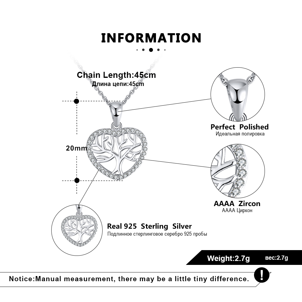 Pameer Store 925 Sterling Silver Tree Of Life Heart Necklace - Image 3