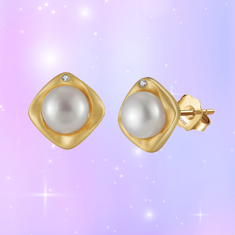 Pameer Store Solid 925 Sterling Silver Natural Round 6mm Genuine Pearl Clasp Stud Earring - Image 8