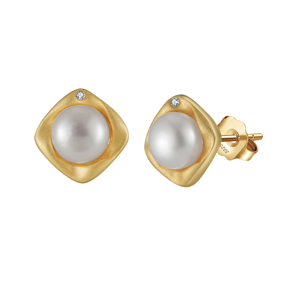 Pameer Store Solid 925 Sterling Silver Natural Round 6mm Genuine Pearl Clasp Stud Earring - Image 7