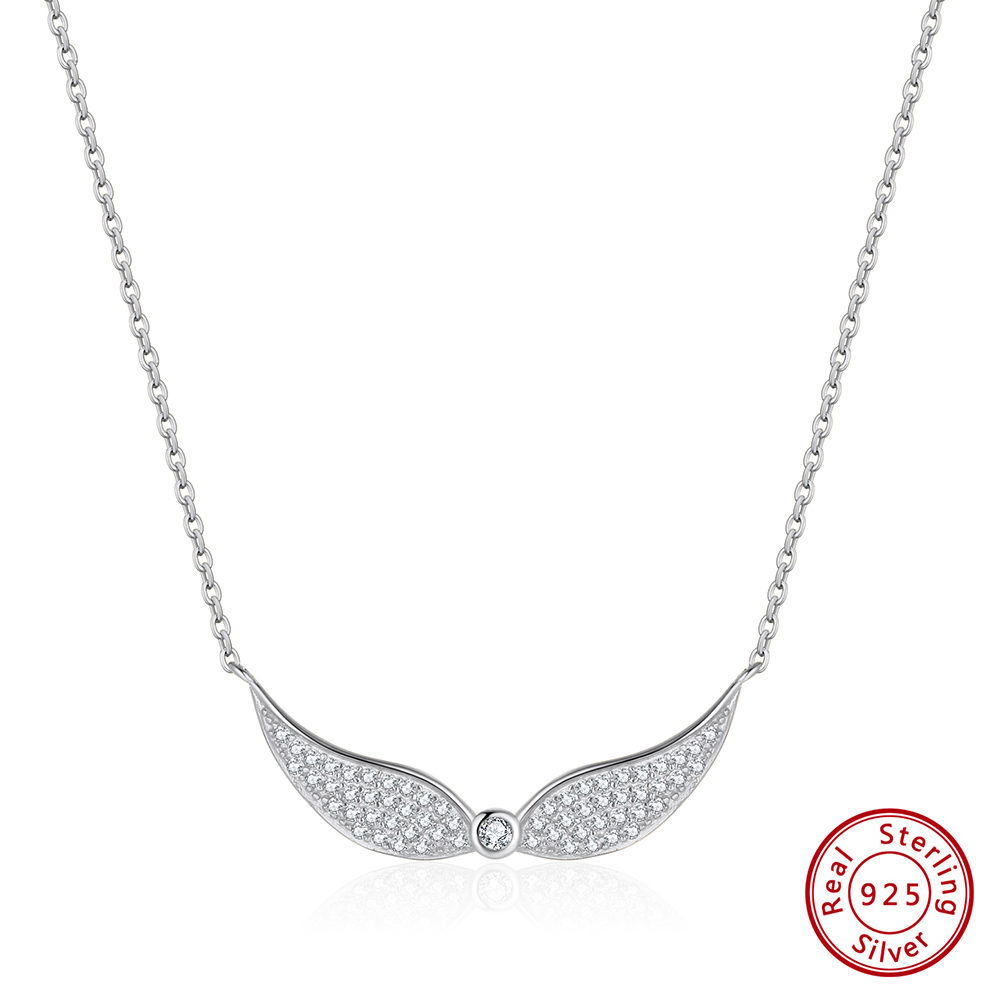 Pameer Store 925 Sterling Silver Rhodium Plated Angel Wings Cubic Zirconia Pendant Necklace - Image 2