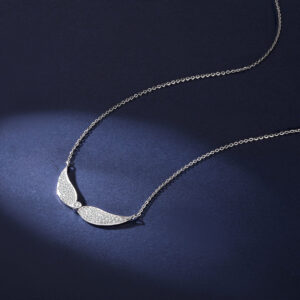 Pameer Store 925 Sterling Silver Rhodium Plated Angel Wings Cubic Zirconia Pendant Necklace