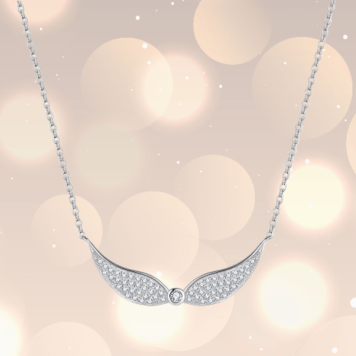 Pameer Store 925 Sterling Silver Rhodium Plated Angel Wings Cubic Zirconia Pendant Necklace - Image 4