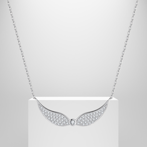 Pameer Store 925 Sterling Silver Rhodium Plated Angel Wings Cubic Zirconia Pendant Necklace - Image 6