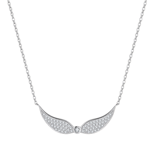 Pameer Store 925 Sterling Silver Rhodium Plated Angel Wings Cubic Zirconia Pendant Necklace - Image 7