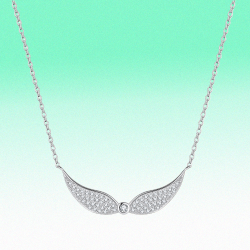 Pameer Store 925 Sterling Silver Rhodium Plated Angel Wings Cubic Zirconia Pendant Necklace - Image 5