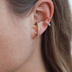 Pameer Store Pure 925 Sterling Silver Cubic Zirconia 14K Gold Plated Stud Fashion Earring