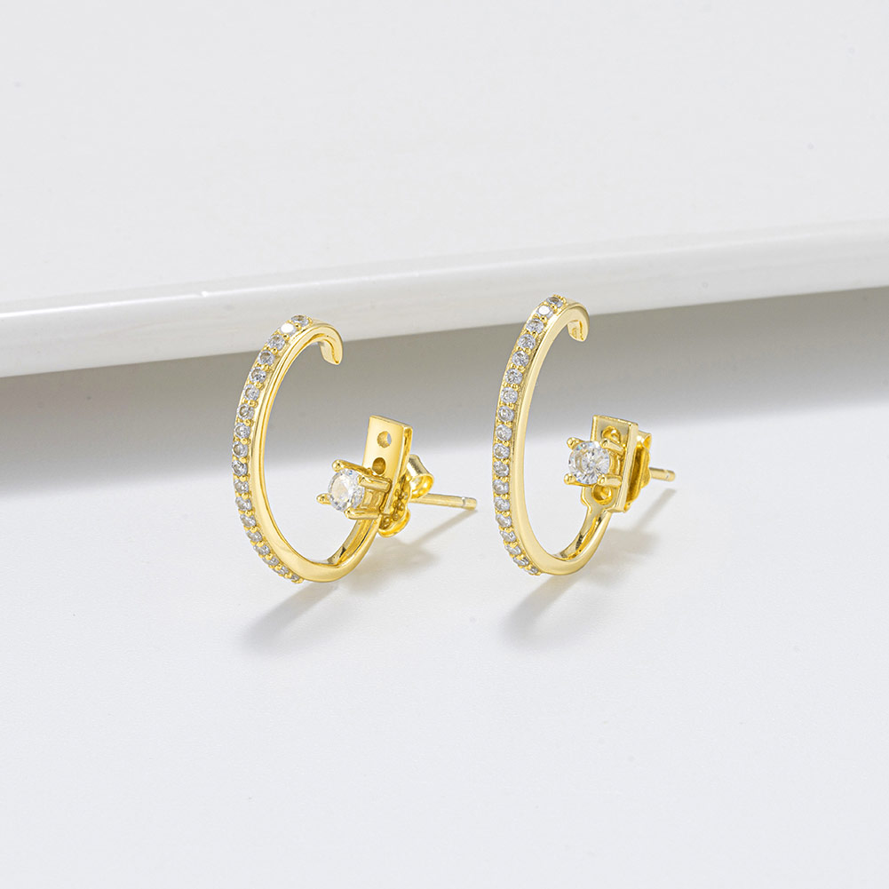 Pameer Store Ins Trend Fashion Temperament 925 Sterling Silver Delicate Simple 14K Gold Plated Hoop Earrings - Image 3