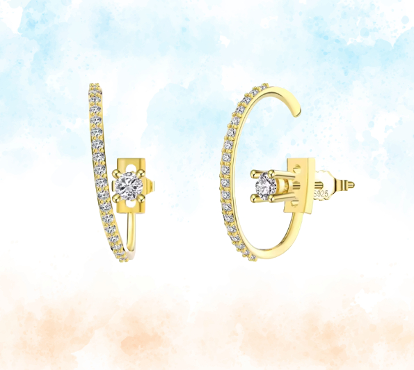 Pameer Store Ins Trend Fashion Temperament 925 Sterling Silver Delicate Simple 14K Gold Plated Hoop Earrings - Image 7