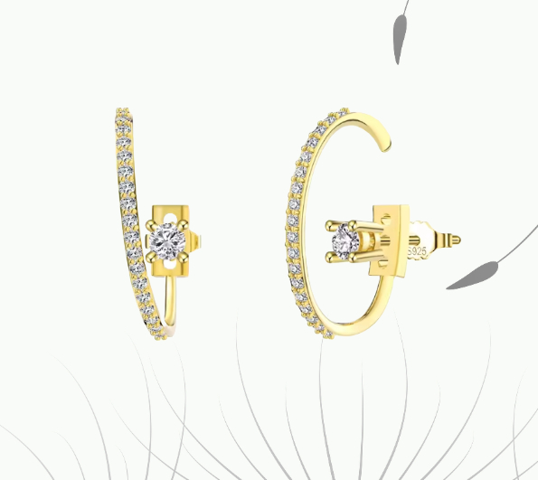 Pameer Store Ins Trend Fashion Temperament 925 Sterling Silver Delicate Simple 14K Gold Plated Hoop Earrings - Image 5