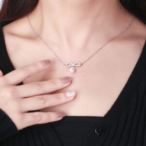 Pameer Store Infinity 925 Silver and Natural Freshwater Pearl Necklace