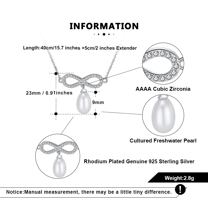 Pameer Store Infinity 925 Silver and Natural Freshwater Pearl Necklace - Image 7