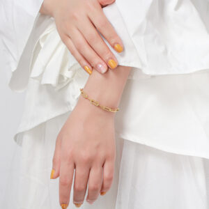 Pameer Store Italian 925 Sterling Silver Hip Hop Paperclip Link 14k Gold Plated Chain Bracelet