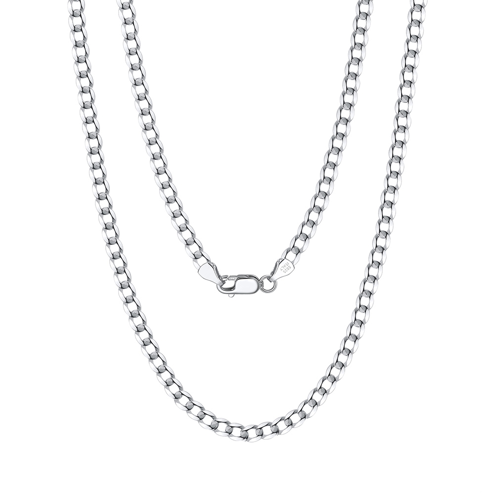 Solid 925 Italian Sterling Silver 3mm Diamond-Cut Cuban Link Curb Chain Necklace-20 - Image 7