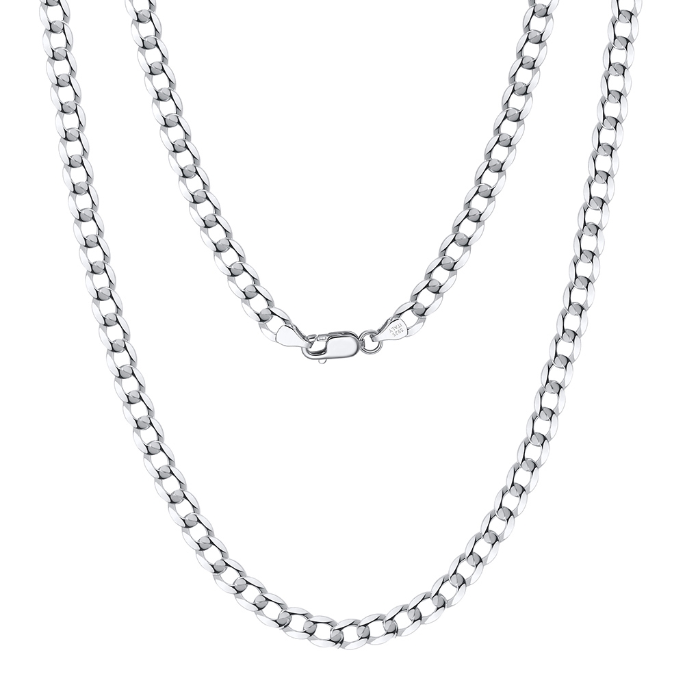 Solid 925 Italian Sterling Silver 5mm Diamond-Cut Cuban Link Curb Chain Necklace-22 - Image 8