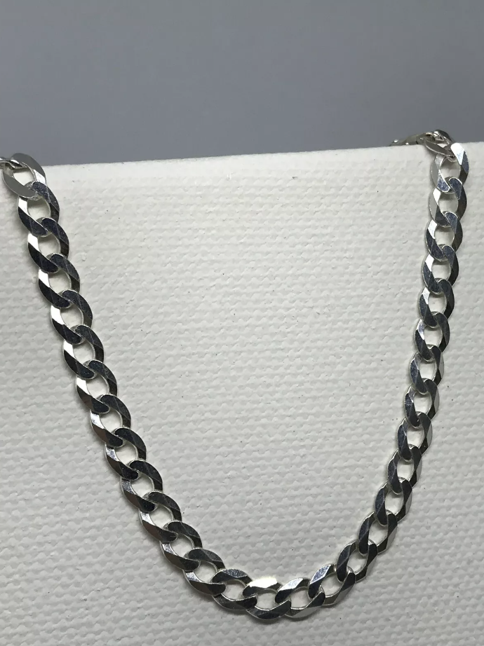 Solid 925 Italian Sterling Silver 5mm Diamond-Cut Cuban Link Curb Chain Necklace-22 - Image 2