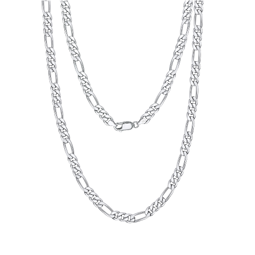 Solid 925 Italy Sterling Silver 5mm Diamond-Cut Figaro Chain Necklace-24 - Image 2