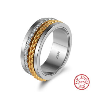 925 Sterling Silver Swivel Workhorse with Cubic Zirconia Men Ring