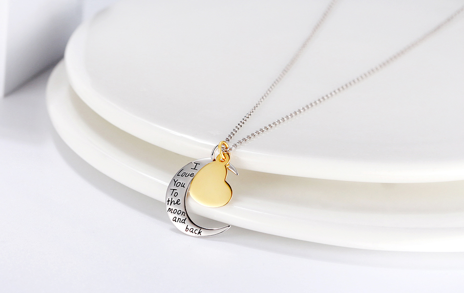 Pameer Store Dainty Engraving Moon Heart Pendant Charm 925 Sterling Silver Necklace - Image 6