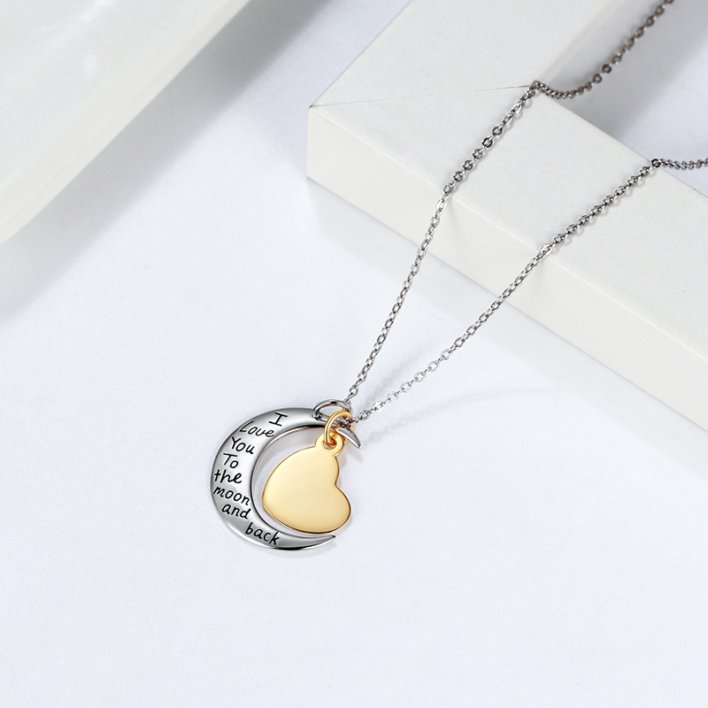 Pameer Store Dainty Engraving Moon Heart Pendant Charm 925 Sterling Silver Necklace - Image 8