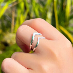 925 Sterling Silver Cool Punk Style V-Shaped Opening Double-layer Adjustable Ring