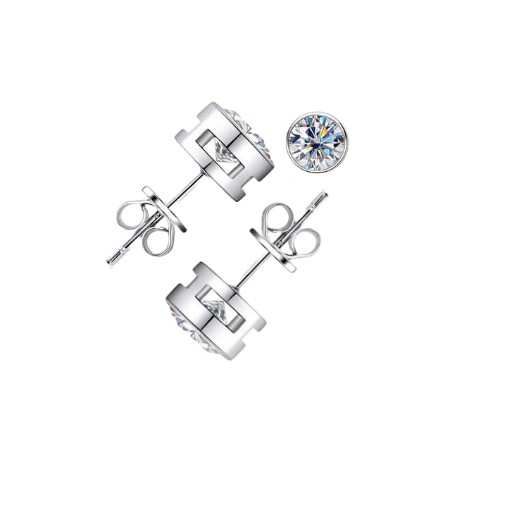 Round Cut CZ Cubic Zirconia Bezel Setting 925 Sterling Silver Stud Earring -5mm - Image 8
