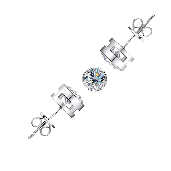 Round Cut CZ Cubic Zirconia Bezel Setting 925 Sterling Silver Stud Earring -5mm - Image 7