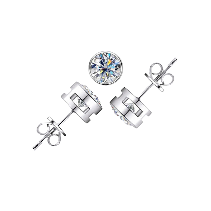 Round Cut CZ Cubic Zirconia Bezel Setting 925 Sterling Silver Stud Earring -5mm - Image 6